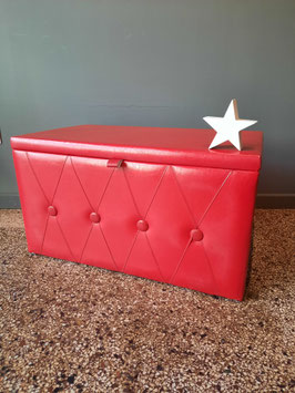 VINTAGE WÄSCHETRUHE ORIGINAL 1970er JAHRE KNALLROT KUNSTLEDER 70er CHIC