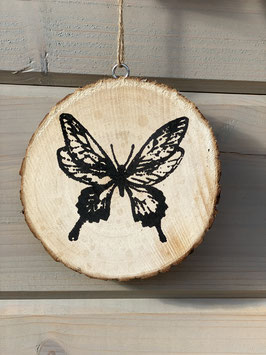 Holzscheibe mit Schmetterlingsaufdruck, ca. 10 cm, zum Aufhängen, Hinlegen und Freude haben
