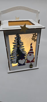 Lanterne de Lutins de Noël en bois illuminé