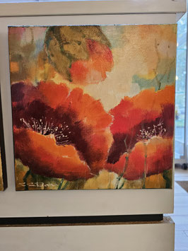 Original Ölbild "Mohn III", Unikat, 30 x 30 cm