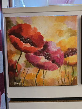 Original Ölbild "Mohn I", Unikat, 30 x 30 cm