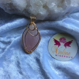 pendentif quartz rose pointe fil doré
