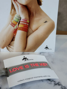 Statment Armband - Love is the key grau/pink