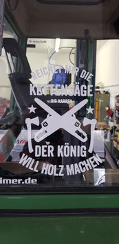 Spruch *Reiche mir die Kettensäge*