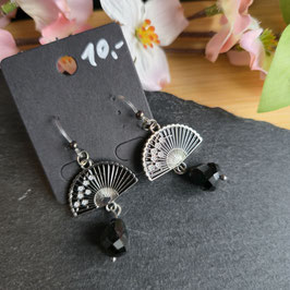 Ohrringe silber Fächer schwarz