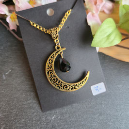 einfach Mond Kette schwarz/gold