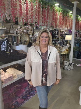 JASJE MET RITS EN PUFF, ONE SIZE, CREME, MOCCA, BLAUW