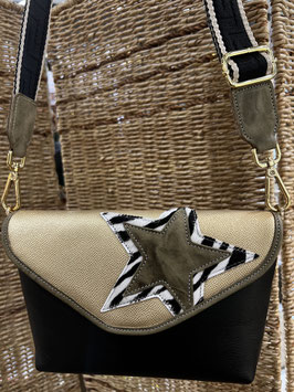Sac Trapeze noir et doré etoilés