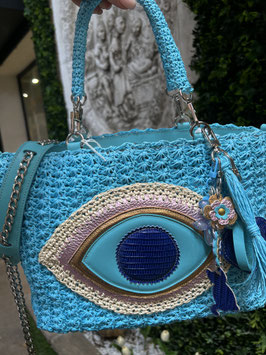 Cabas raphia Turquoise