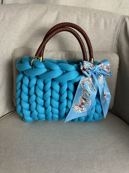 Grobstricktasche Cyan Klein