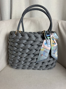 Grobstricktasche Grey Groß Style 2