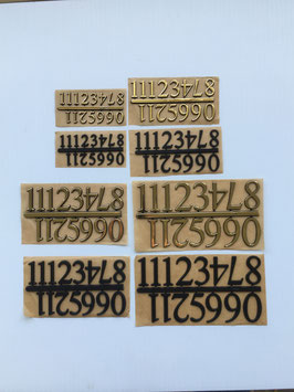 Hot-Stamped Self-Adhesive Plastic Arabic Number Sets     4 sizes in black or gold