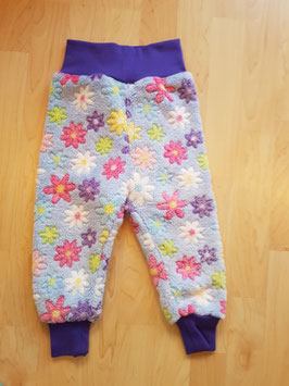 Hose Fleece Hellblau Blumen