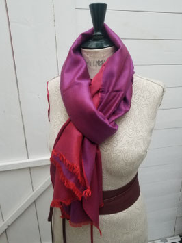 Echarpe laine et viscose fuchsia / corail