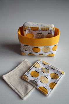 Lingettes réutilisables en coton BIO Lanterne jaune