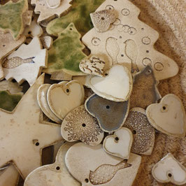 Dreier Set Keramikhänger, Unikate, zum Beschriften geeignet, Geschenkanhänger, Dekoration