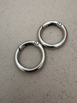 2x Rundkarabiner silber 35 mm / 25 mm Taschenring Ringkarabiner - € 2,00/St.