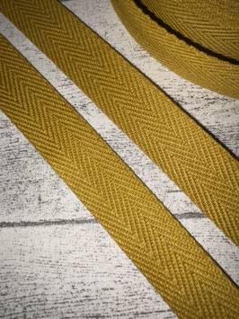 Gurtband uni Fischgrät Design Baumwolle 30 mm - Mustard Senf