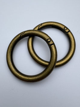 2x Rundkarabiner altmessing 46 mm / 34 mm / 6 mm Taschenring Rund-Karabiner Ringkarabiner messing antik Schlüsselkarabiner - € 2,00/St.