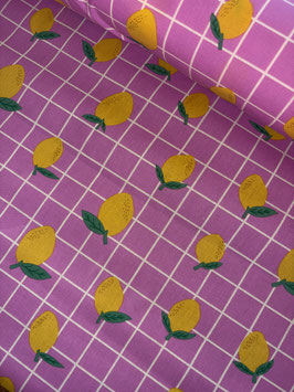 beschichtete Baumwolle Zitrone Karo pink / gelb Poppy Fabrics