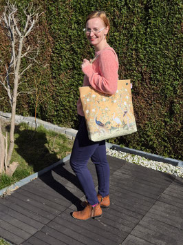 Tasche Samt mit Vögeln