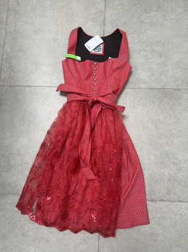 rotes Dirndl Gr. 40 mit Spitzenschürze von Turi Landhaus, Rocklänge 70 cm, UVP 250€