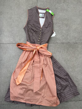 hochgeschlossenes Dirndl Gr. 46 Fria von Alpenfee braun apricot, Rocklänge 60 cm, UVP 240 EUR