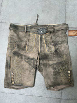 Lederhose Jonas Gr 52 mit Gürtel Hirschmotiv aus Wildbock, UVP 220€