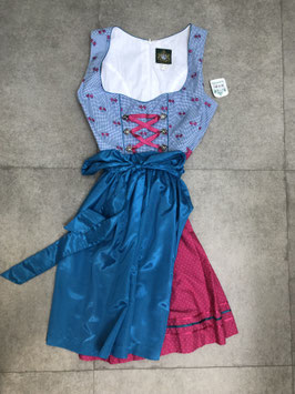 Dirndl blau/pink von Hammerschmid in Größe 44, Rocklänge 60 cm, UVP 100 EUR