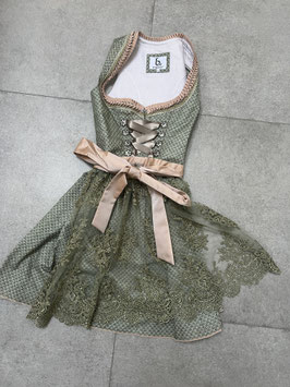 Dirndl Gr. 34 grün altrosa mit Spitzenschürze von Bergweiss, Rocklänge 50 cm, UVP 154€