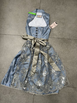 Dirndl Gr. 36 hellblau mit Stehkragen mit Spitzenschürze, UVP 250 €