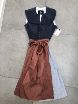 Dirndl Dahlia von Limberry mit dunkelblauem Cordmieder und kupferfarbenen Schürze in Gr. 40, UVP 400 EUR