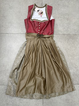 Dirndl Anna Gr. 36 Alpenherz rot braun mit Schließe, Rocklänge 70 cm, UVP 650 €