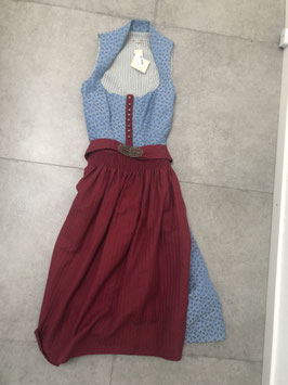 wunderschönes himmelblau/rote Dirndl Monika von Gottseidank in Gr. 34, UVP 540 €