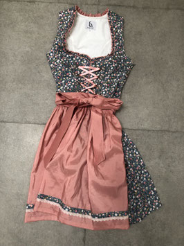 Dirndl blau/lachs mit Blumenmuster in Gr. 40 von Bergweiss, UVP 150 EUR