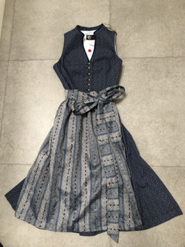 Dirndl hochgeschlossen Gr. 40 blau/grau von Turi Landhaus, Rocklänge 70 cm, UVP 200 EUR