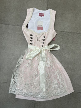 Dirndl rosa weiß Gr. 42 von Krüger mit Spitzenschürze Rocklänge 50 cm, UVP 194€