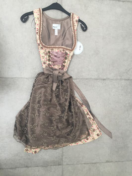 Dirndl ocker-braun mit Spitzenschürze, Rocklänge 58 cm, von Marjo in Größe 38, UVP 140