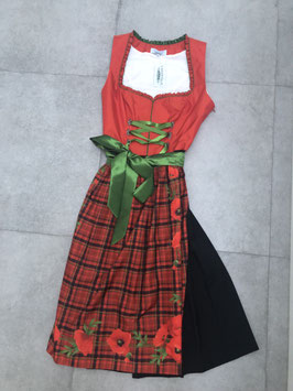 Dirndl mit Mohn auf der Schürze in Gr. 44 von Landhaus Tracht, Rocklänge 70 cm, UVP 210 EUR