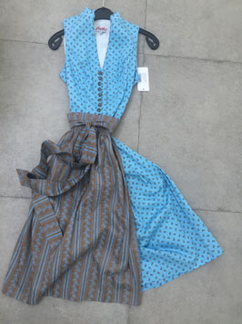 hochgeschlossenes Dirndl hellblau/braun in Größe 38 von Fuchs, Rocklänge 70 cm, Neupreis 134,95 EUR