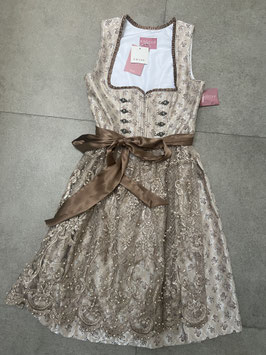 Dirndl in beige Gr. 38 von Krüger mit Spitzenschürze, Rocklänge 60 cm UVP 190 EUR