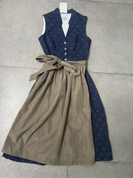 hochgeschlossenes Dirndl blau braun Gr. 40 mit Stretch an der Seite von Trachtenmanufaktur, UVP 280€