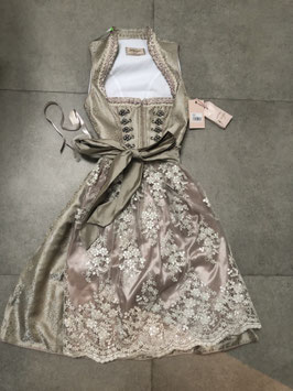 wunderschönes Dirndl Gr. 42 mit Stehkragen creme mit Spitzenschürze von Stockerpoint, Rocklänge 65 cm,UVP 310€