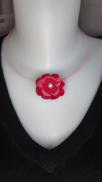 Collier 1 fleur rose