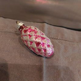 B1085 oude kerstbal roze dennenappel 6,5 cm