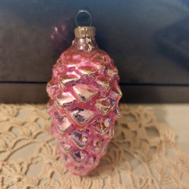B1121 oude kerstbal roze dennenappel 7 cm