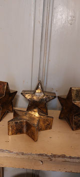 mooie goud met zwart gepatineerde metalen ster, 20 cm, prijs per stuk