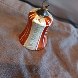 B1190 oude kerstbal brons klok bel 6 cm