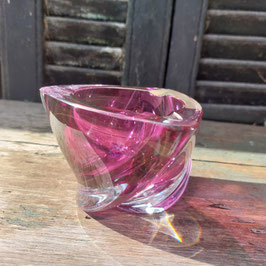 Mooie kristallen asbak Val Saint Lambert in donker fuchsia kleur, gemerkt, 7,5 x 11 cm