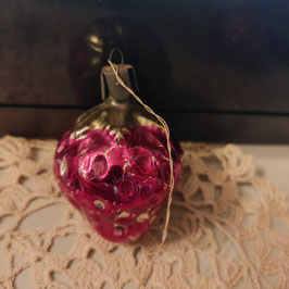 B1150 oude kerstbal roze aardbei 5,5 cm